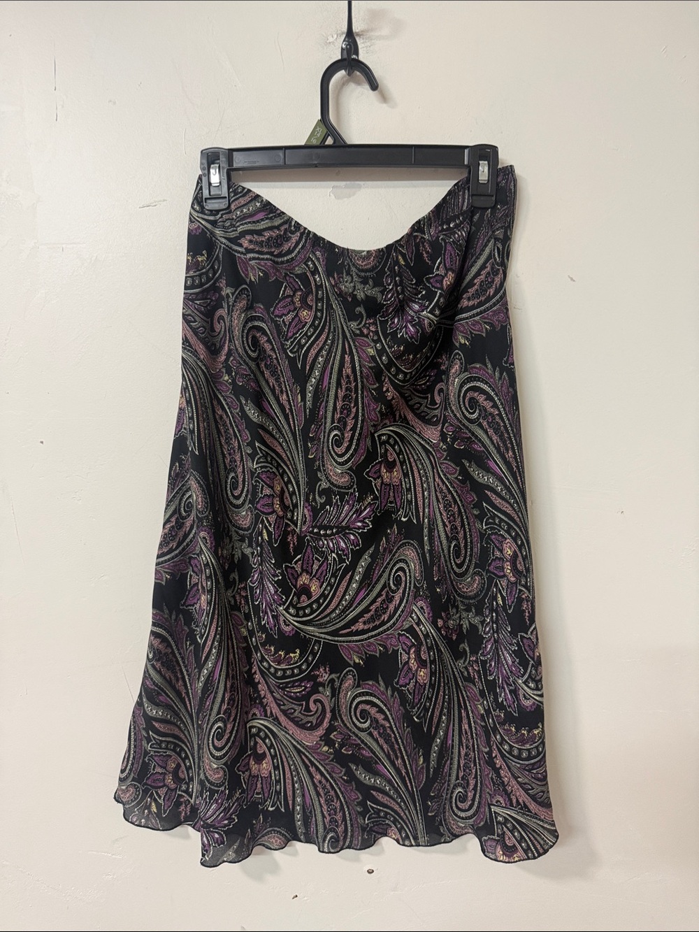 Lucy Paris Black Paisley A-Line Skirt with Purple and Green Accents